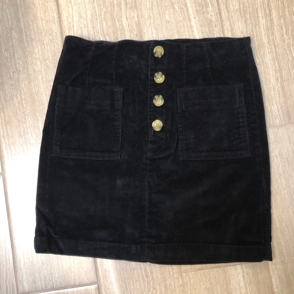 Jolt Black Corduroy Mini Skirt with Button closure Size 3 (26w)